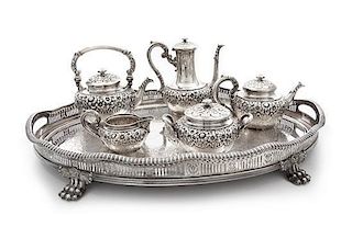 An American Silver Tea And Coffee Service, Theodore B. Starr, New York, NY, comprising a water kettle, a teapot, a coffee pot, a