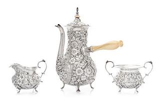 An American Silver Chocolate Service, A.G. Schultz, Baltimore, MD, Early 20th century, comprising a chocolate pot, a sugar and a