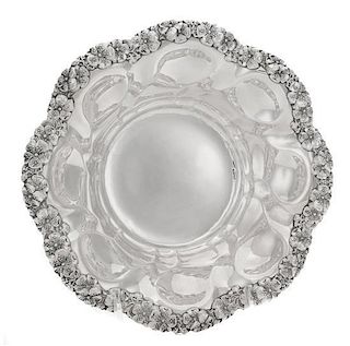 * An American Silver Bowl, Alvin Mfg. Co., Providence, RI, with a band of applied flowers at the rim.