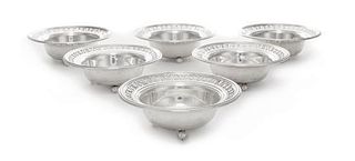 * A Set of Twelve American Silver Nut Dishes, Towle Silversmiths, Newburyport, MA, each of circular form with a pierced border a