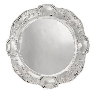 * An American Silver Meat Platter, Gorham Mfg. Co., Providence, RI, 20th Century, of shaped circular form, the rim chased with a