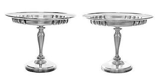 * A Pair of American Silver Compotes, Redlich & Co., New York, NY, the partly lobed circular bowls with pierced borders, raised