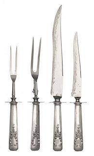 * An American Silver Carving Set, , comprising two knives and two forks.