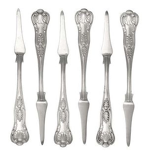 * A Set of Ten American Silver-Plate Picks, Gorham Mfg. Co., Providence, RI, each handle with a shell terminal.