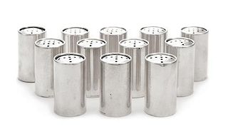 * Twelve American Silver Casters, , each of plain columnar form.