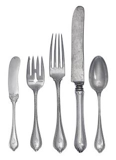 An American Silver Partial Dinner Service, Towle Silversmiths, Newburyport, MA, Old Newbury pattern, comprising: 3 dinner knives