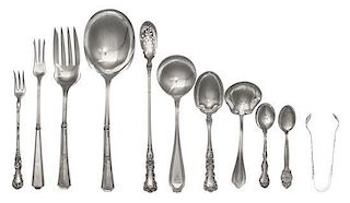 A Collection of American Silver Flatware, Various Makers, comprising: 6 soup spoons 11 demitasse spoons 5 cocktail forks 8 servi