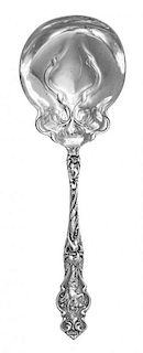 An American Art Nouveau Silver Serving Spoon, R. Wallace & Sons Mfg. Co., Wallingford, CT, monogrammed GFS on the underside.