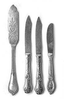 * A Collection of American Silver and Silver-Plate Flatware Articles, Various Makers, comprising: 6 fish knives 9 butter spreade
