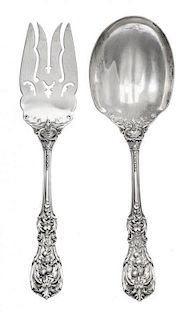 * An American Silver Salad Serving Set, Reed & Barton, Taunton, MA, Francis I pattern, comprising a fork and a spoon.