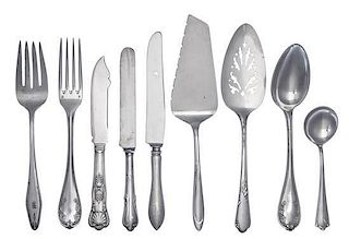 * A Group of Silver and Silver-Plate Flatware Articles, Various Makers, comprising a Towle Silversmiths silver serving spoon and