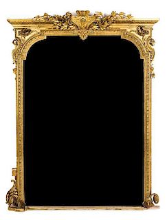 A Victorian Giltwood Mirror Height 79 inches.