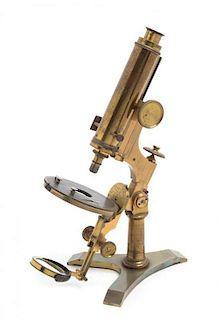 An American Brass Microscope Height 15 7/8 inches (extended).