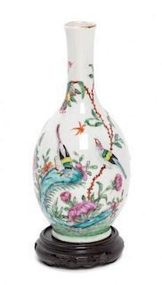 A Chinese Export Famille Rose Porcelain Vase Height 8 inches.