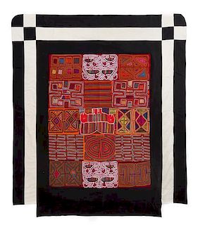 * A Kuna Indian Fifteen Mola Bedcovering 90 x 83 1/2 inches.