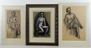 LEVER, Haley. 3 Drawings of Nudes.