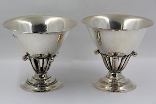 STERLING. Pair of Georg Jensen #17A Compotes.