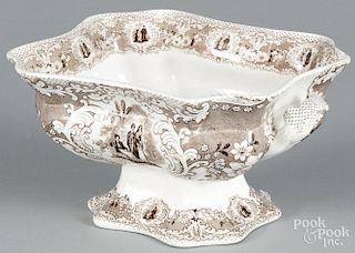 Brown Staffordshire ''Syrian'' footed bowl, 19th c., marked by Barker & Son, 5 1/2'' h., 10 1/2'' dia.