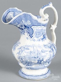 Blue Staffordshire ''Palestine'' pitcher, 19th c., view number two, 10 7/8'' h.