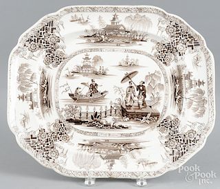 Brown Staffordshire ''Napier'' platter, 19th c., 14 1/4'' l., 17'' w.