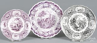 Purple Staffordshire ''Residence of the Late Richard Jordan New Jersey'' plate, 10 1/4'' dia.