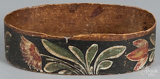 Pennsylvania painted bentwood Bucher box, early 19th c., 3 1/4'' h., 11 1/2'' d.
