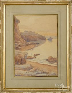 Watercolor coastal scene, early 20th c., signed L. Bill, 14 1/4'' x 10''.