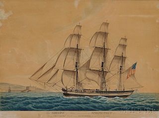 Jacob Petersen (Danish, 1774-1854) Ship ADELINE of Salem, commanded by JOSEPH FELT 3rd, Passing CRONBERG Castle near Elsinore the 20th