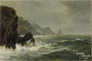 American oil on canvas coastal scene, early 20th c., 12'' x 18''.