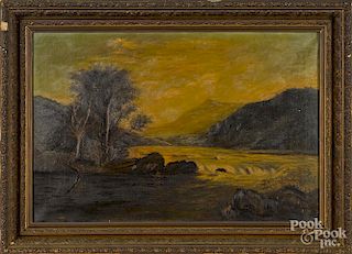 American oil on canvas landscape, late 19th c., 20'' x 30''.