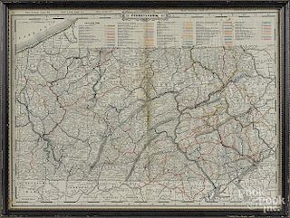 Framed map of Pennsylvania, 16 1/2'' x 22''.