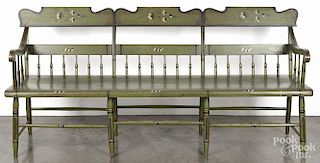 Pennsylvania painted settee, late 19th c., signed Stoltzfus on underside, 35 1/2'' h., 75 1/4'' w.