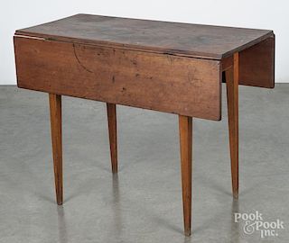 New England birch and maple drop leaf table, 19th c., 28'' h., 17 3/4'' w., 36'' d.