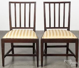 Pair of Hepplewhite mahogany dining chairs, ca. 1800.