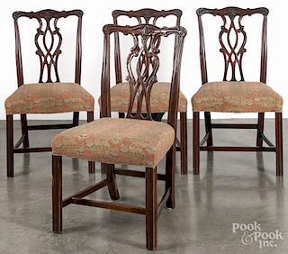Set of eight Chippendale style mahogany dining chairs.