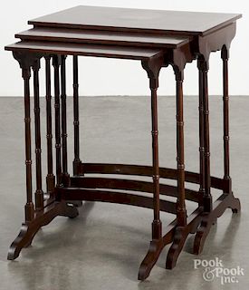 Federal style inlaid mahogany nesting tables, 26 1/4'' h., 23 1/2'' w.