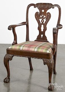 George III carved mahogany armchair, ca. 1760.