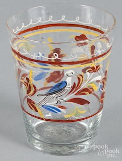 Stiegel type enameled glass, 19th c., 3 3/4'' h.