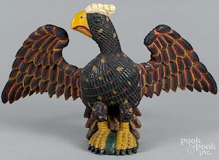 Rodney Boyer, York, Pennsylvania carved and painted spread winged eagle, 11 1/2'' h., 19'' w.