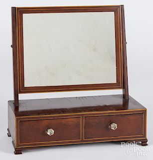 Maryland Federal mahogany shaving mirror, inscribed Talbot County 1816, 16 1/2'' h., 16'' w.