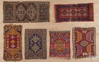 Six assorted Oriental mats and bag faces, early 20th c.