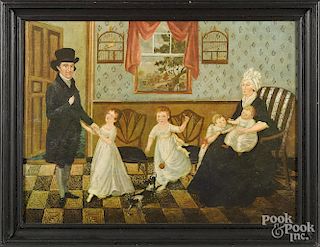 Printed portrait of the Sargent family, 17'' x 22''.