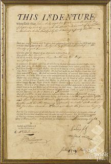 Unusual York County, Pennsylvania signed indenture, dated 1778, between John Miller, 10 years old
