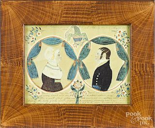 Seven contemporary prints of folk art paintings, largest - 8'' x 5 1/4''.