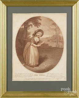 English engraving, titled The Spell, pub. 1783, by J. R. Smith, 10 1/2'' x 8 1/2''.
