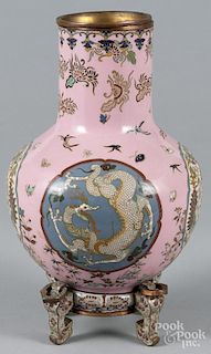 Chinese cloisonné vase on stand, late 19th c., 13 1/2'' h.