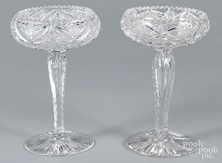 Two brilliant cut glass footed bowls, 9 1/4'' h.