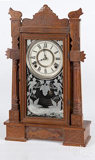 Gilbert walnut Prince mantel clock, 20 1/4'' h.
