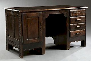 Spanish Basque Style Oak Coffer, 19th c., and late