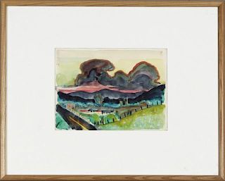 Peter Dean, "Country Landscape," 1968, watercolor,